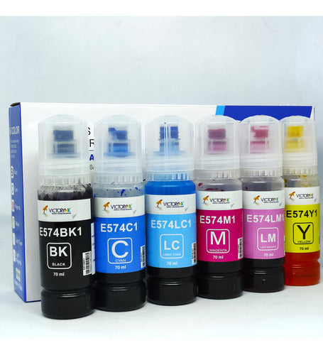 Pack 6 Tintas Compatibles Con T574 L8050 L18050 L18058 Light Negro Cyan Magenta Yellow Light