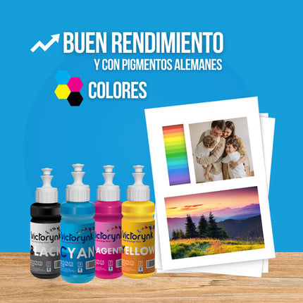 Pack 6 Tinta Compatible Victorynk T555 L8160 L8180 6 Colores Bk Pigment, Bk,c,m,y,gris