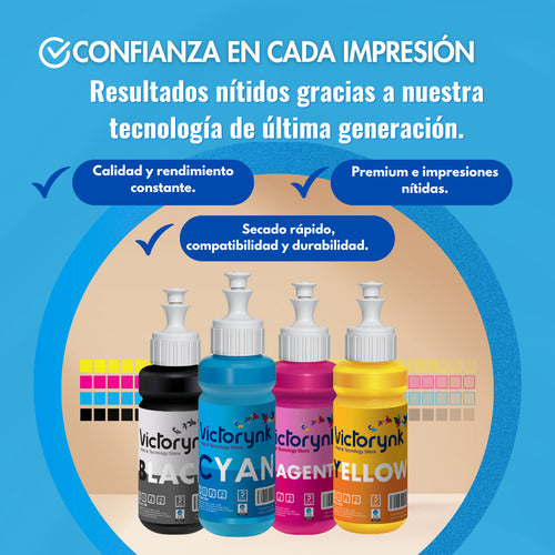 Pack 6 Tinta Compatible Victorynk T555 L8160 L8180 6 Colores Bk Pigment, Bk,c,m,y,gris