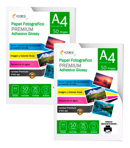 Papel Fotográfico Adhesivo Sticker Glossy A4/50 Hojas 150gr Blanco