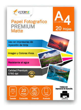 Papel Fotografico Adhesivo Mate A4 20 Hjs 135 Gr  Negro