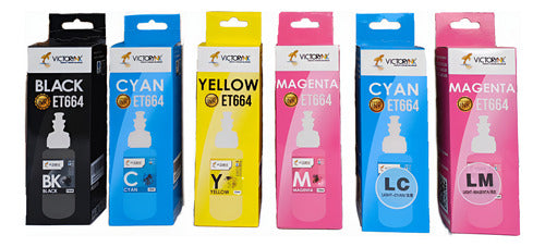 Tinta Victorynk High Definition 70 Ml Para Epson L120 L310 Black, Cyan, Magenta, Ye,llow, Light Magenta Y Cyan