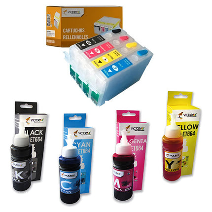 Cartucho Rellenable 1321 Tx120 Tx130  + 4 Tintas Dye 70ml