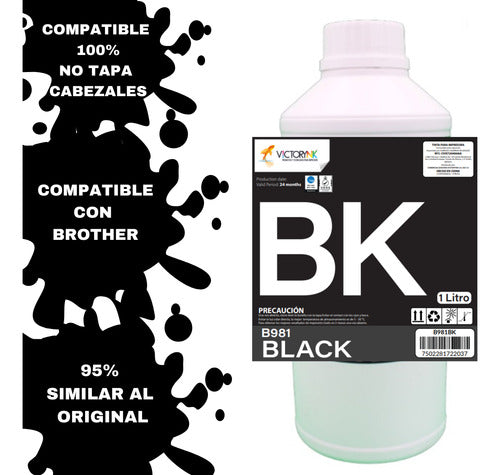 Pack 4 Litros De Tinta Bro J100 6720 870 4420 Compatible Black, Cyan, Yellow, Magent