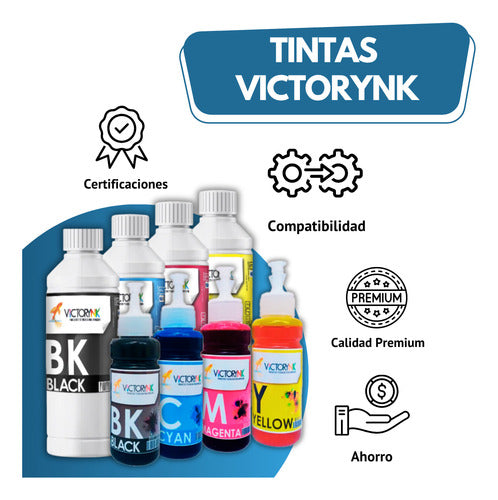 Pack 4 Litros Tinta Dye Universal Ep, Bro, H, Can  Black, Cyan, Magenta, Yellow                  Magent, Yellow