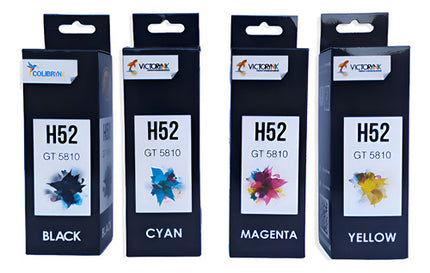 Tinta Dye Victorynk H52 Gt 5810 70 Ml Para Impresoras Cyan Magenta Yellow Black