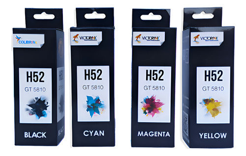 Tinta Dye Victorynk H52 Gt 5810 70 Ml Para Impresoras Cyan Magenta Yellow Black