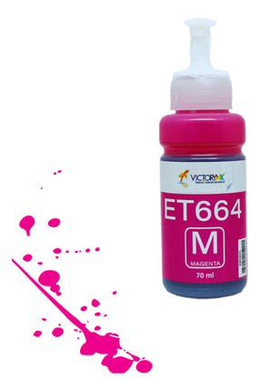 Pack 4 Tintas Para Epson 70ml T664 L405 L551 L1455 L375 Tinta Negro Cyan Magenta Yellow