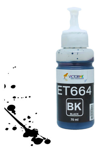 Pack 4 Tintas Para Epson 70ml T664 L405 L551 L1455 L375 Tinta Negro Cyan Magenta Yellow
