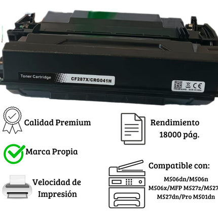 Tóner Genérico  87x Cf287x Mfp M527 Para 18k Pag.