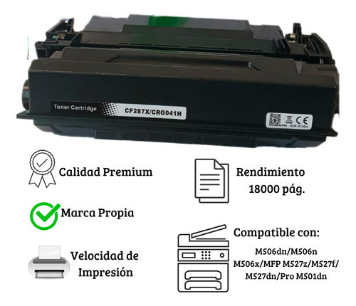 Tóner Genérico  87x Cf287x Mfp M527 Para 18k Pag.