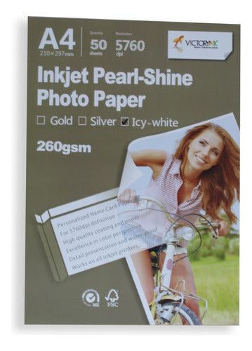 Papel Fotográfico Aperlado Gris Silver A4 260gr 50 Hojas