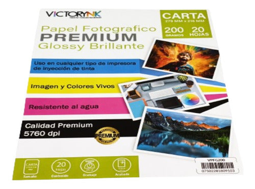 3 Pack Papel Fotográfico Glossy Carta /60 Hojas 200 Gr Blanco