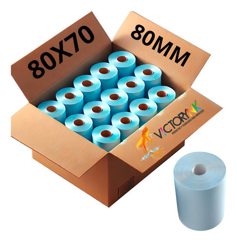 50 Rollos Papel Térmico 80x70 Impresora 80mm Negro  Blanco