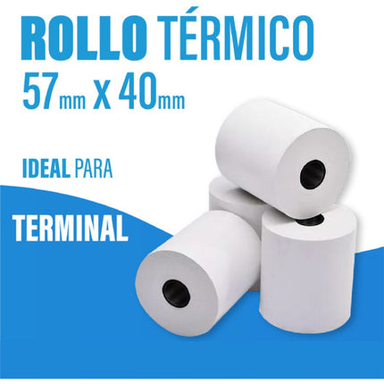 50 Rollos Papel Termico Victorynk 57x40 Impresora 58mm Blanco