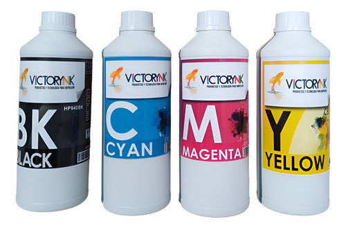 Pack 4 Litros De Tinta Tipo Dye Can Victorynk Alta Calidad Black, Cyan, Magent, Yellow
