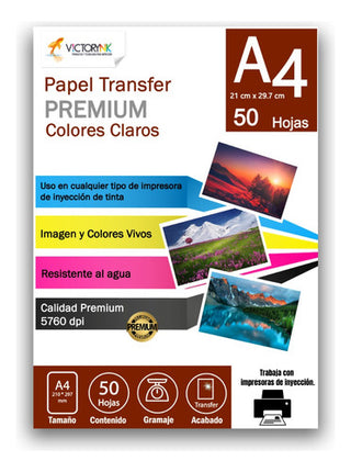 Papel Fotográfico Transfer Colores Claros A4 20 Hojas