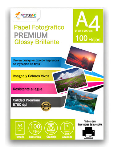3 Paquetes Papel Fotográfico Glossy A4 115gr 300 Hojas Total Blanco