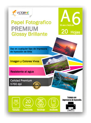 Pack 10 Papel Fotográfico Brillante A6 Foto 180gr 20 Hojas Blanco