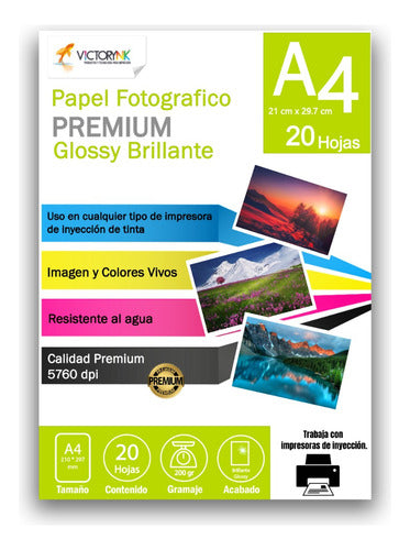Papel Fotografico Glossy A4 / 20 Hojas 200 Gr Verde Blanco