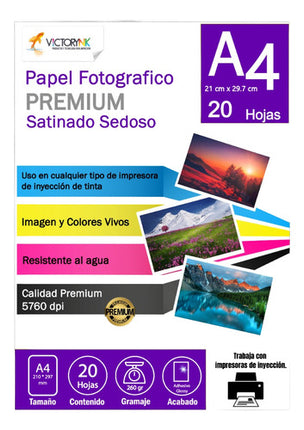 Papel Fotografico  Sedoso A4 20 Hojas 260grs Blanco