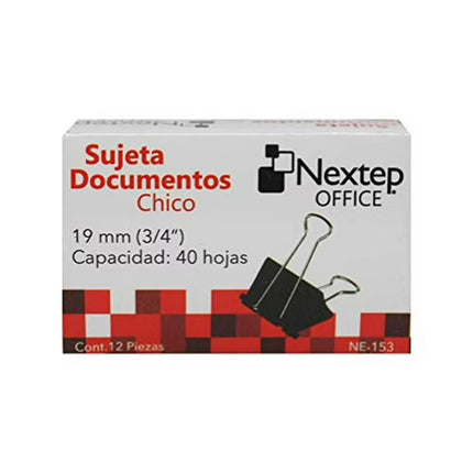 Sujeta Documentos Nextep Chico 19mm (3/4") 12 Pzas PNE153