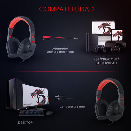 Audifono Gaming Alambrico Ares H120 con Microfono Redragon 8800-0070