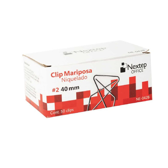 Clip Mariposa Nextep Niquelado #2 40mm 50 Clips NE042B