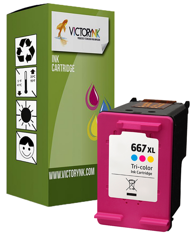 Pack 2 Pzs Cartucho de Tinta Victorynk Genérico para Hp 667XL