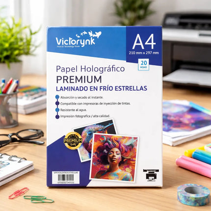 Papel Laminado Holografico En Frio Estrellas 20 Hojas A4