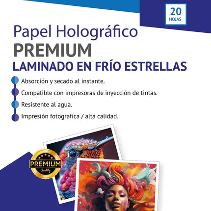 Papel Laminado Holografico En Frio Estrellas 20 Hojas A4