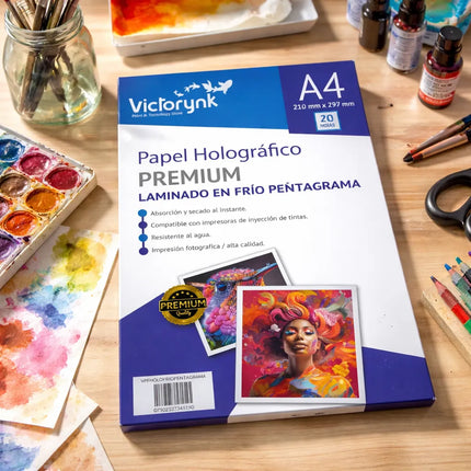 Papel Laminado Holografico En Frio Pentagrama 20 Pzs A4