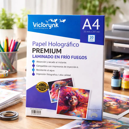 Papel Laminado Holografico En Frio Diseño Fuego 20 Hojas A4