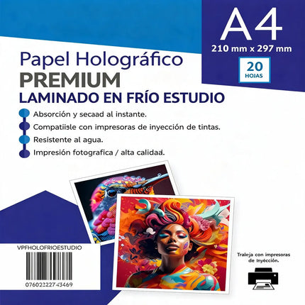 Papel Laminado Holografico En Frio Estudio 20 Hojas A4