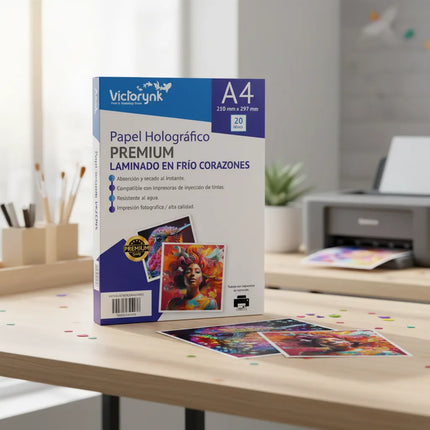 Papel Laminado Holografico En Frio Corazones 20 Hojas A4