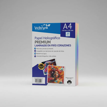 Papel Laminado Holografico En Frio Corazones 20 Hojas A4