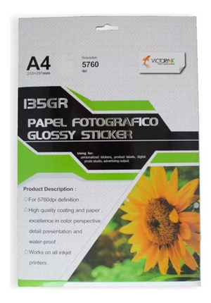 Papel Victorynk Adhesivo Glossy Carta 100 Hojas 135gr