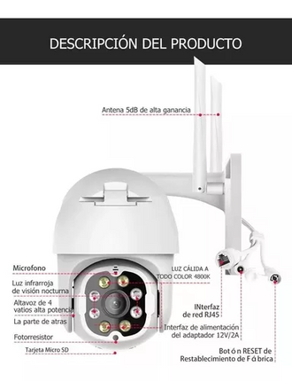 Camara De Seguridad Wifi Robótica 4 Megapixeles Exteriores TP2H34 P2-40 Seedary