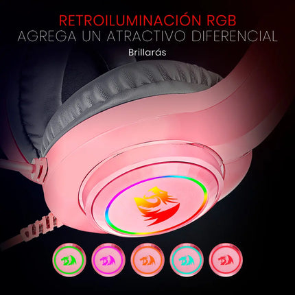 Auriculares Redragon Hylas para videojuegos, color rosa, Rgb H260