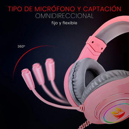 Auriculares Redragon Hylas para videojuegos, color rosa, Rgb H260