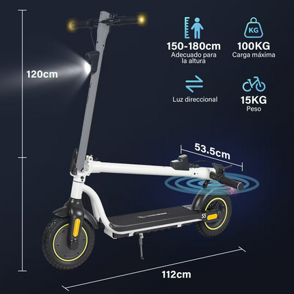 Scooter Eléctrico Plegable Honey Whale S5 Blanco