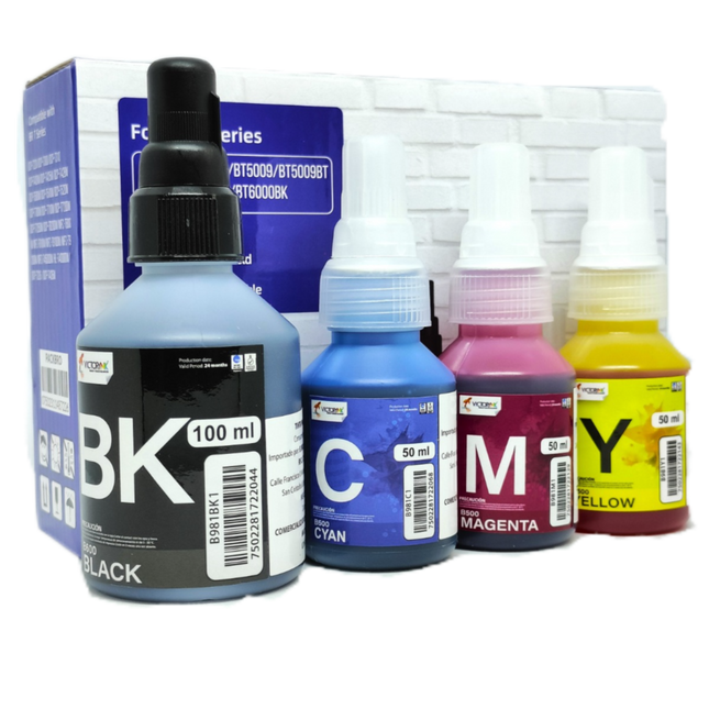 Pack Tinta Dye Hd Brother Para Printers MFCT520 and MFC6940, Modelo B981, Pack 4 Colores (BK, C, M, Y) 70ml c/u