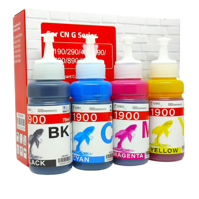 Pack Tinta Dye Canon C851 G3100 g1100 g2100 g4100, Pack 4 Colores (BK, C, M, Y) 70ml c/u