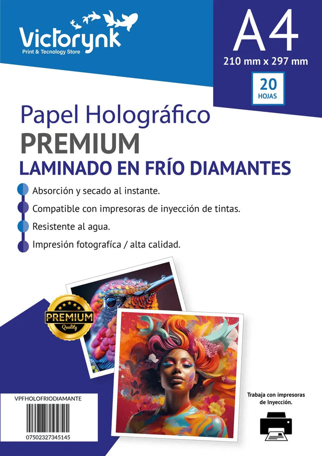 Papel Laminado Holografico En Frio Diamante 20 Hojas A4