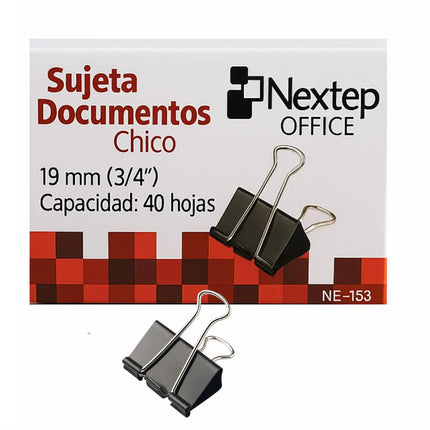 Sujeta Documentos Nextep Chico 19mm (3/4") 12 Pzas PNE153
