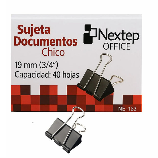 Sujeta Documentos Nextep Chico 19mm (3/4") 12 Pzas PNE153