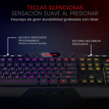 Teclado Gamer Redragon Harpe Pro K503a Español Con Luz Rgb Teclado Negro
