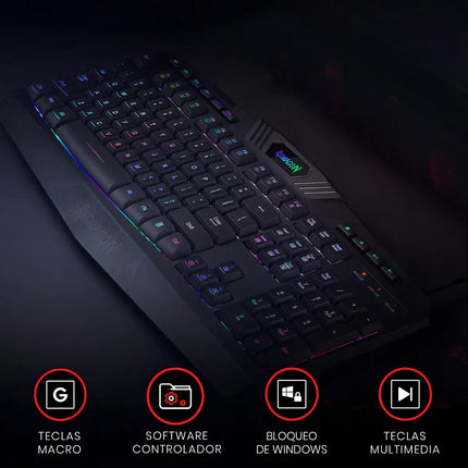 Teclado Gamer Redragon Harpe Pro K503a Español Con Luz Rgb Teclado Negro