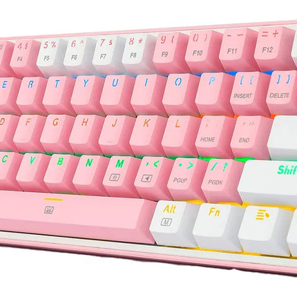 Teclado Gamer Redragon Fizz Rainbow K617r Rosa/blanco Idioma Inglés US