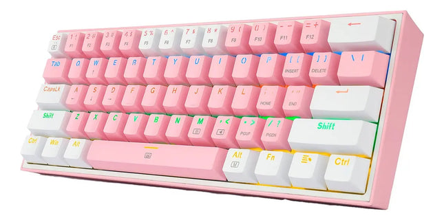Teclado Gamer Redragon Fizz Rainbow K617r Rosa/blanco Idioma Inglés US